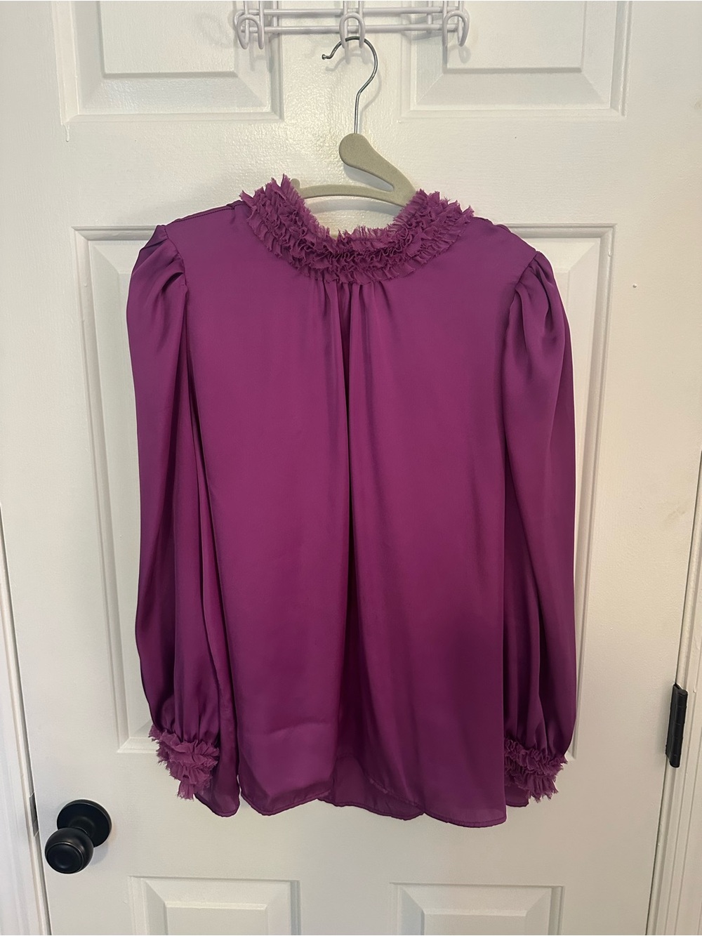 Zara Purple Ruffle-Neck Women's Blouse